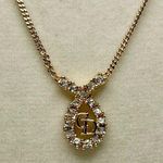 Christian Dior Vintage Crystal Ribbon CD Pendant Necklace Photo 0