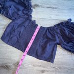 Jen's Pirate Booty  Reality Bites Linen Crop Top Navy Blue Photo 6