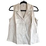 Three Dots NWT  SLEEVELESS SHIRT IN OYSTER GRAY SMALL 100% LINEN Photo 0