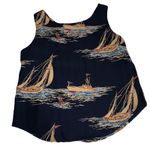 Vintage Womens Top Size 8 Nautical Sailing Ocean Tank Navy Blue Yacht Made USA Photo 1