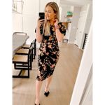 Ivy City Co Black Pink Floral Velvet Burnout Kaley Midi Dress Size Medium Photo 9