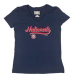 Majestic MLB Washington Nationals Women's Short Sleeve V-Neck Core T-Shirt in Navy, Small Photo 1