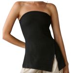 Anthropologie Maeve x  Asymmetrical Zipper Tube Top Black/Noir Size Large Photo 1