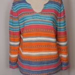 Ralph Lauren Cotton and Linen Striped Sweater Orange and Blue Size XL Photo 8