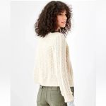 American Eagle AE Cropped Button-Up Cardigan Knit Sweater Woman’s Size S Cream Ivory Photo 3