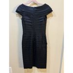 Tadashi Shoji Rosette Tiered Bandage Pleated Navy Blue Dress SIZE 2 Photo 4