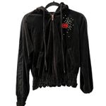 Ecko Red Vintage 90's Velvet Embroidered Rhinestone Zip Up Hoodie Size Medium Black Photo 1