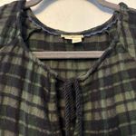 Holding Horses Anthropologie  green plaid tie front ruffle peplum top size medium Photo 4