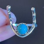 Turquoise stone silver plated antler ring size 6 Photo 5