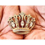 Vintage Kenneth Jay Lane KJL crown Gold w Crystals for Avon Photo 3