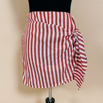 Wild Honey 🛍️  Red White Candy Striped Wrap Mini Skirt Beach Cover Up Size M Photo 0