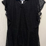 Isaac Mizrahi  Woman’s XL Flutter Sleeve Black Lace Blouse Photo 0