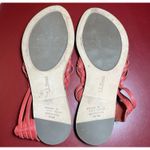 L.L.Bean Sandals Womens 7M Red Leather Flat Tassel Slingback Bow Artsy Boho Size 7 Photo 3