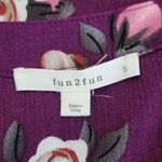Fun2Fun Plum Floral Print Blouse Size Small NWOT Purple and Pink 3/4 Sleeve Top Photo 6