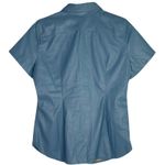 J.Crew  Slim Fit ShortSleeve Faux Leather Shirt Snap Button Down 4 Dusty Sea Blue Photo 12