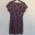 BODEN Cara Dress Blue/Coral/Gray Size 6 Embellished Stones Collar Dolman Sleeves Red Photo 7