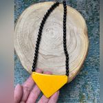 Vintage 90s yellow check abstract enamel beaded necklace Photo 3