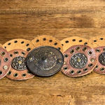 VTG Bohemian Concho Leather Belt Medallion Brown Size M Photo 0