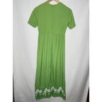 VTG 60s/70s Embroidered Maxi Dress Green Floral Hippie Festival Boho Fairy SMALL Photo 3