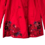 Desigual  Norma Embroidered Coat Jacket Trench Size 42 Tomato Red Cotton Blend Photo 5