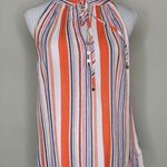 Staccato Gauze Striped Sleeveless Blouse High Neck Sz Medium Photo 0