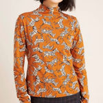 Maeve Anthropologie Zebra Print Mock Neck Top Small Stretch Comfy Graphic Layers Photo 0