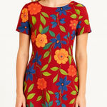 Vintage 90s bright red floral mini dress Size M Photo 0