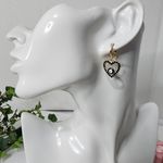 Gold Filled Black Zirconia Heart Evil Eye Huggie Earrings Photo 3