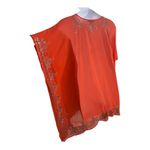 Roaman's Orange Beaded Crinkle Tunic Blouse Plus Size 1X(22/24 Sheer Cover Photo 5