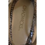 Chadwick's Womens  Brown Snake Print T Strap Wedge Low Heel Buckle Sandals Size 9M Photo 5