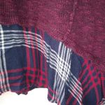 Cloud Chaser  M Sweater Knit Layered Top in Maroon Plaid Trim Photo 2