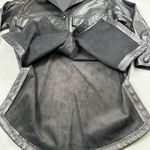 ZARA  Faux Leather Shirt Dress Womens S Black Button Down Collared Long Sleeve Photo 4