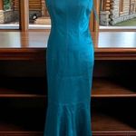 David Meister Aqua Blue Seamed Full Length Evening Gown size 6 Photo 0