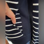 Ralph Lauren Lauren  Navy White‎ Striped Zip Sweater 100% Cotton M Photo 2