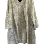 Tahari  Linen Blend Open Front Floral Pattern Lightweight Cardigan Sz Large Photo 0