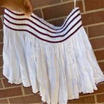 Free People  White Boho Blouse with Maroon Trim and Matching Shorts Size Medium Photo 3
