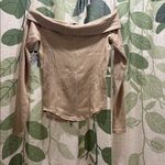 HYFVE Tan Off-Shoulder Zip-Up Sweatshirt Photo 3