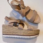 Marc Fisher Tan Suede Leather Espadrille Platform Sandals Womens 10 Beachy Shoes Photo 9