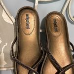 Unlisted  Bronze Sandals Low Wedge Thong Beaded Womens 8.5 Photo 3