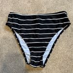Cupshe  Black Stripe Classic High Waist Bikini Swim Bottoms Size S Photo 2
