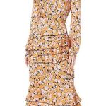 WAYF  Floral Long Sleeve Dress in Orange and Black Photo 0