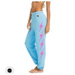 Aviator Nation   Bolt 4 Joggers Sweatpants Women's Size Medium Sky Blue Neon Pink Photo 2