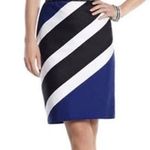 White House | Black Market WHBM Blue Black White Colorblock Bold Diagonal Stripe Mini Skirt ~ Womens Size 8 Photo 0