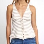Free People Tan And white Striped V-Neck Top Photo 0