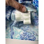 Lilly Pulitzer Pineapple Print Tunic Top S Bell Sleeve Blue‎ White Boho Resort Vacation Rayon Photo 5