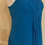 Alfred Angelo Marine Blue Sheer Baby Doll/Shift Midi Dress Sz 10 Draped … Photo 1