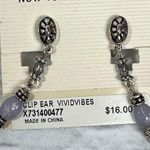 Napier Lavender Beaded Silver Tone Dangle Clip On Earrings New Photo 2