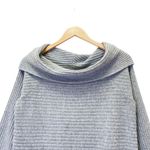 Lou & grey  Sweater Womens Size Small Ribbed Gray Tunic Pullover Off The Shoulder Photo 6