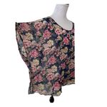belle du jour Blouse Plus Size 2X Floral Keyhole Sheer Lace Multicolored Hi Low Photo 7