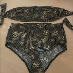 Free with Bundle New Women’s Leopard Print Bikini Set High rise size Large Black Photo 5